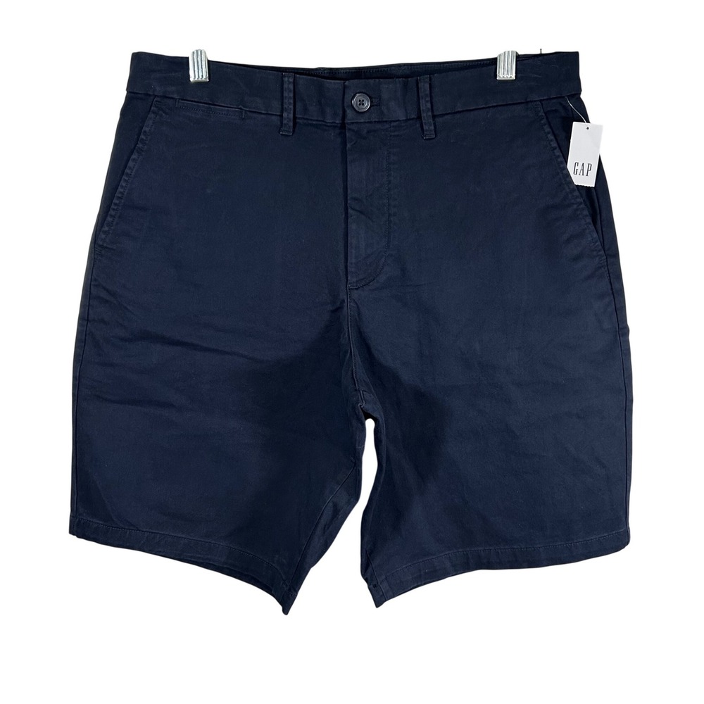 Gap Mens Navy Blue 10 Inch Stretch Cotton Chino Shorts Size 33 New